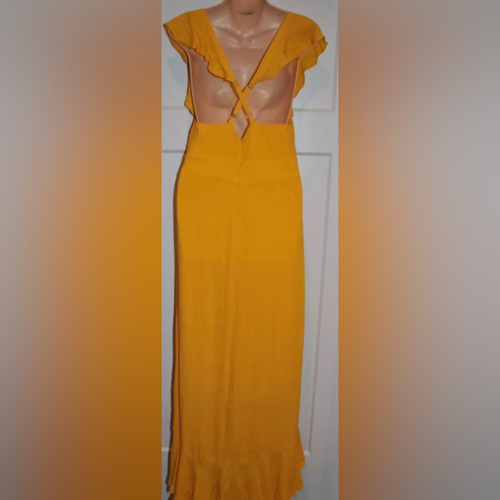 Anthropologie Yellow Ruffle Maxi Dress - Picture 7 of 10